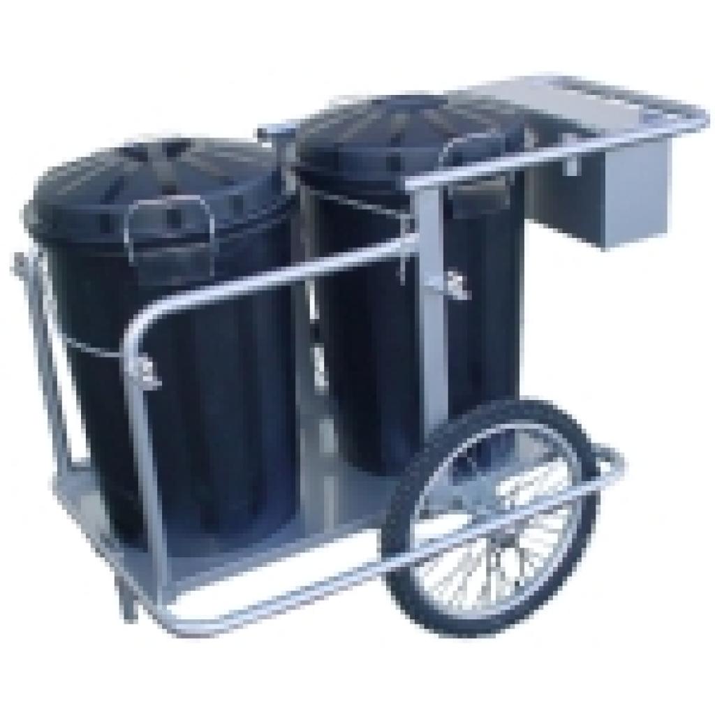 Carro barrendero con 2 cubos